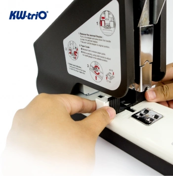 Степлер мощный Kw-Trio 050LX 23/6 23/8 23/10 23/13 23/15 23/17 23/20 23/23 (200листов) снижение усилия черный 100скоб металл коробка