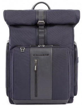 Рюкзак мужской Piquadro Brief2 CA5949BR2/BLU роллтоп синий нейлон/натур.кожа