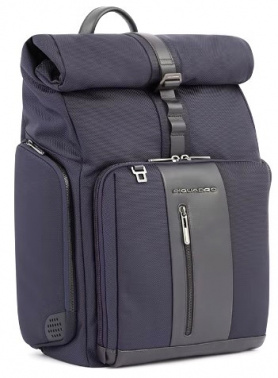 Рюкзак мужской Piquadro Brief2 CA5949BR2/BLU роллтоп синий нейлон/натур.кожа