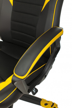 Кресло игровое Zombie GAME 16 черный, желтый текстиль, эко.кожа крестовина пластик