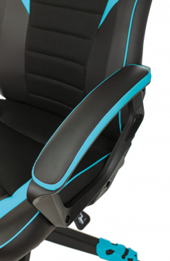 Кресло игровое Zombie GAME 16 черный, голубой текстиль, эко.кожа крестовина пластик