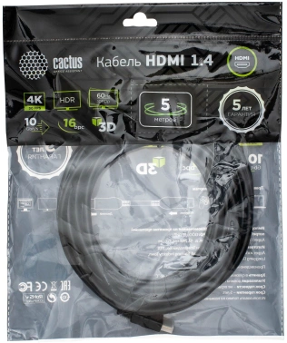 Кабель аудио-видео Cactus CS-HDMI.1.4-5