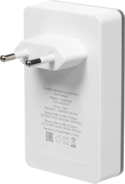 Сетевое зар./устр. VLP VLP-WC20-01-WH 20W 3A+2A (PD+QC) USB-C/USB-A универсальное белый