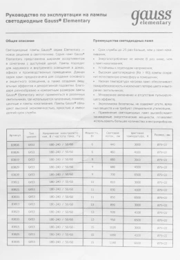 Лампа светодиодная Gauss Elementary  83833