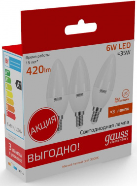 Лампа светодиодная Gauss Elementary  33116T