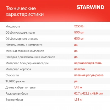 Блендер погружной Starwind SBP3242