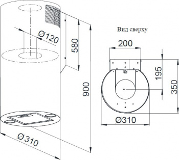 Вытяжка каминная Weissgauff Tubus 900 PB BL