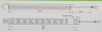 Блок распределения питания ITK PH22-9D2-P гор.размещ. 9xSchuko базовые 10A C14 2м