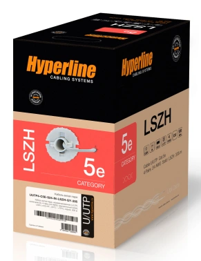Кабель информационный Hyperline UUTP4-C5E-S24-IN-LSZH-GY-305 кат.5E UTP 4 пары 24AWG LSZH внутренний 305м серый