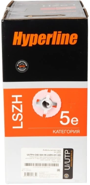 Кабель информационный Hyperline UUTP4-C5E-S24-IN-LSZH-GY-305 кат.5E UTP 4 пары 24AWG LSZH внутренний 305м серый