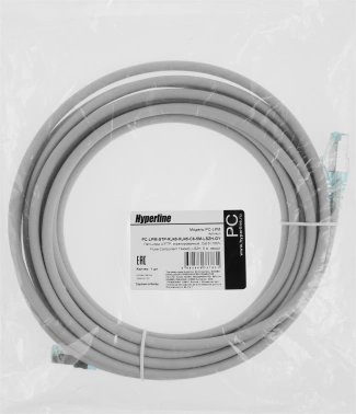 Патч-корд Hyperline PC-LPM-STP-RJ45-RJ45-C6-5M-LSZH-GY