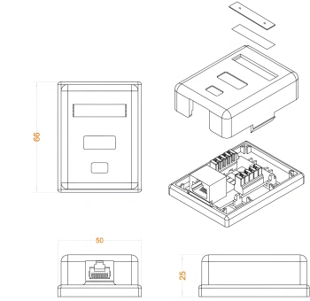 Розетка Hyperline SB1-1-8P8C-C6-WHRJ45 1 кат.6 UTP бел. (упак.:1шт)
