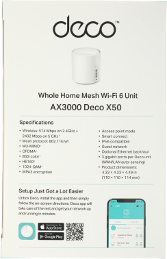 Бесшовный Mesh роутер TP-Link Deco X50(1-Pack)