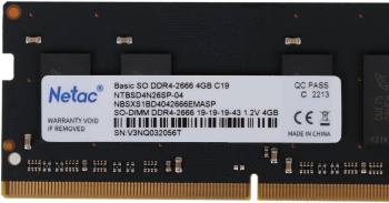 Память DDR4 4Gb 2666MHz Netac  NTBSD4N26SP-04