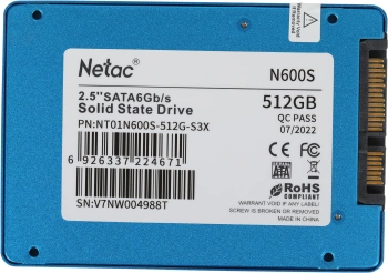 Накопитель SSD Netac SATA-III 512GB NT01N600S-512G-S3X