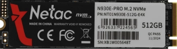 Накопитель SSD Netac PCIe 3.0 x4 512GB NT01N930E-512G-E4X