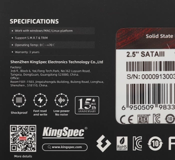 Накопитель SSD Kingspec SATA-III 1TB P3-1TB