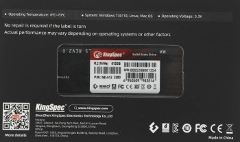 Накопитель SSD Kingspec PCIe 3.0 x4 512GB NE-512