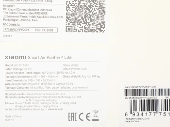 Воздухоочиститель Xiaomi Smart Air Purifier 4 Lite EU