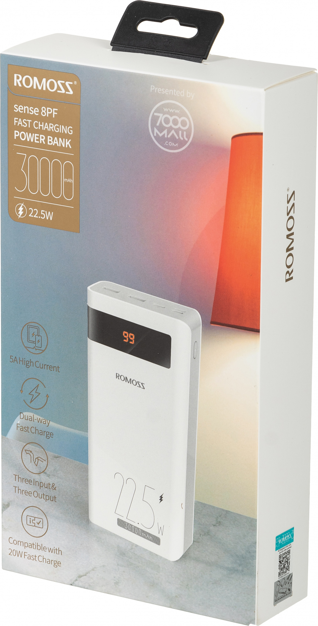 Мобильный аккумулятор Romoss Sense 8PF 30000mAh PD 3A белый