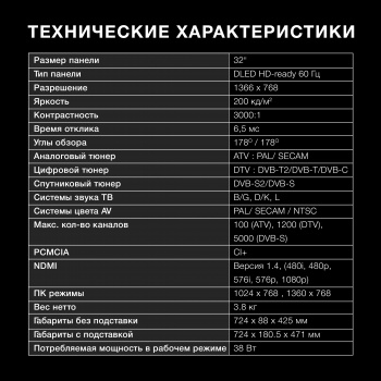 Телевизор LED Hyundai 32