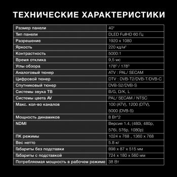 Телевизор LED Hyundai 40