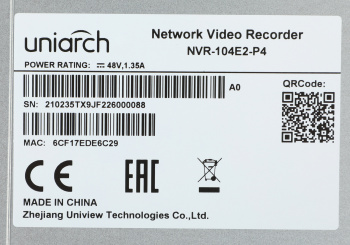 Видеорегистратор UNV  NVR-104E2-P4