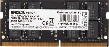 Память DDR4 32Gb 2666MHz AMD  R7432G2606S2S-U