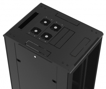 Шкаф серверный Hyperline (TTBR-4281-DD-RAL9004) напольный 42U 800x1000мм пер.дв.перфор.2ств. задн.дв.перфор.2-хст. 2 бок.пан. 800кг черный 910мм 2055мм IP20 сталь