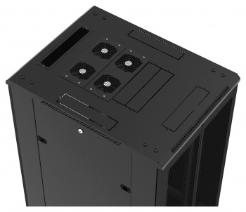 Шкаф коммутационный Hyperline (TTB-4268-AS-RAL9004) напольный 42U 600x800мм пер.дв.стекл задн.дв.спл.стал.лист 2 бок.пан. 800кг черный 710мм 2055мм IP20 сталь