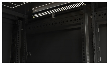 Шкаф коммутационный Hyperline (TTB-4268-AS-RAL9004) напольный 42U 600x800мм пер.дв.стекл задн.дв.спл.стал.лист 2 бок.пан. 800кг черный 710мм 2055мм IP20 сталь