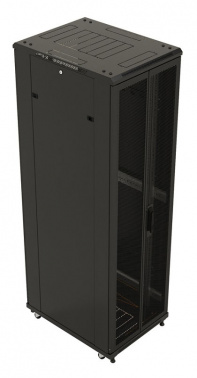 Шкаф коммутационный Hyperline (TTBR-4266-DD-RAL9004) напольный 42U 600x600мм пер.дв.перфор. задн.дв.перфор. 2 бок.пан. 800кг черный 510мм 2055мм IP20 сталь