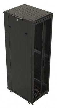 Шкаф коммутационный Hyperline (TTBR-4266-DD-RAL9004) напольный 42U 600x600мм пер.дв.перфор. задн.дв.перфор. 2 бок.пан. 800кг черный 510мм 2055мм IP20 сталь
