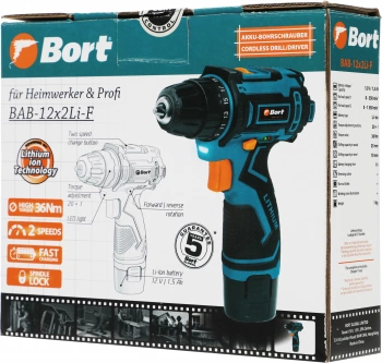 Дрель-шуруповерт Bort BAB-12x2Li-F