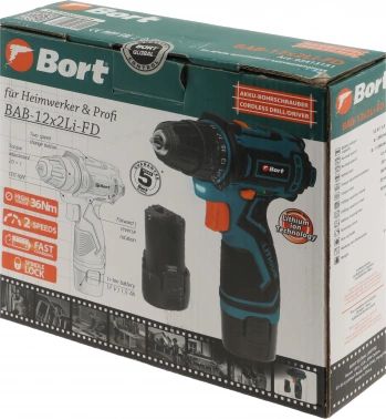 Дрель-шуруповерт Bort BAB-12x2Li-FD