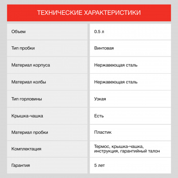 Термос для напитков Starwind 10-500