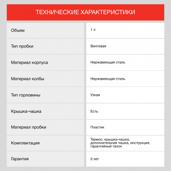 Термос Starwind 20-1000