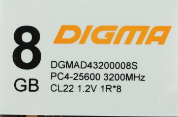 Память DDR4 8Gb 3200MHz Digma  DGMAD43200008S