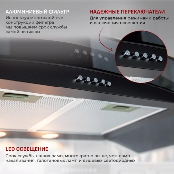 Вытяжка каминная MBS Ruta 190 Glass Black