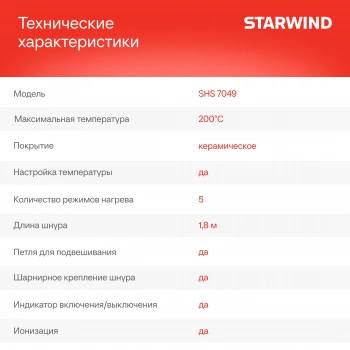 Щипцы Starwind  SHS 7049