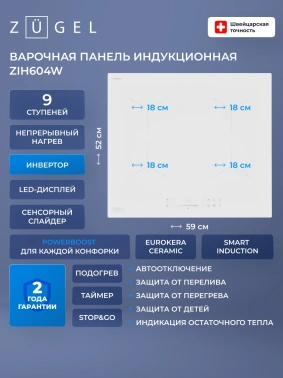 Индукционная варочная поверхность Zugel ZIH604W