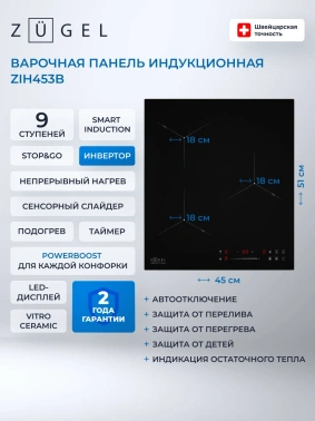 Индукционная варочная поверхность Zugel ZIH453B