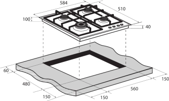 Газовая варочная поверхность Zugel ZGH601B