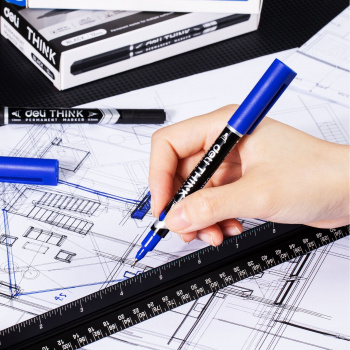 Маркер перманентный Deli  EU211-BL