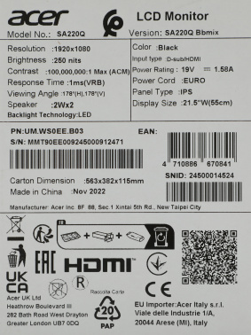 Монитор Acer 21.5