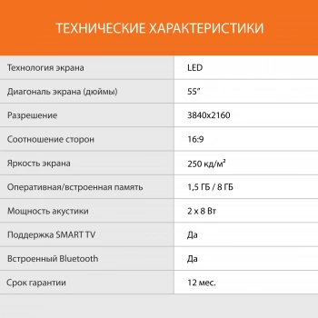 Телевизор LED SunWind 55