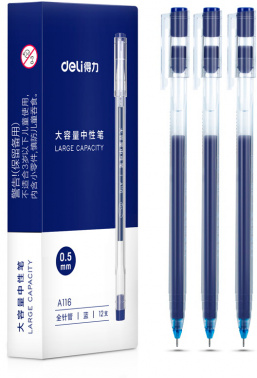 Ручка гелев. Deli A116-BL