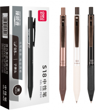 Ручка гелев. автоматическая Deli S18-BK