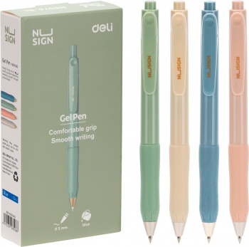 Ручка гелев. автоматическая Deli Nusign ENS576-BL