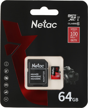 Флеш карта microSDXC 64GB Netac  NT02P500PRO-064G-R